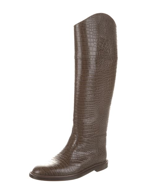 Fendi Crocodile Animal Print Riding Boots 